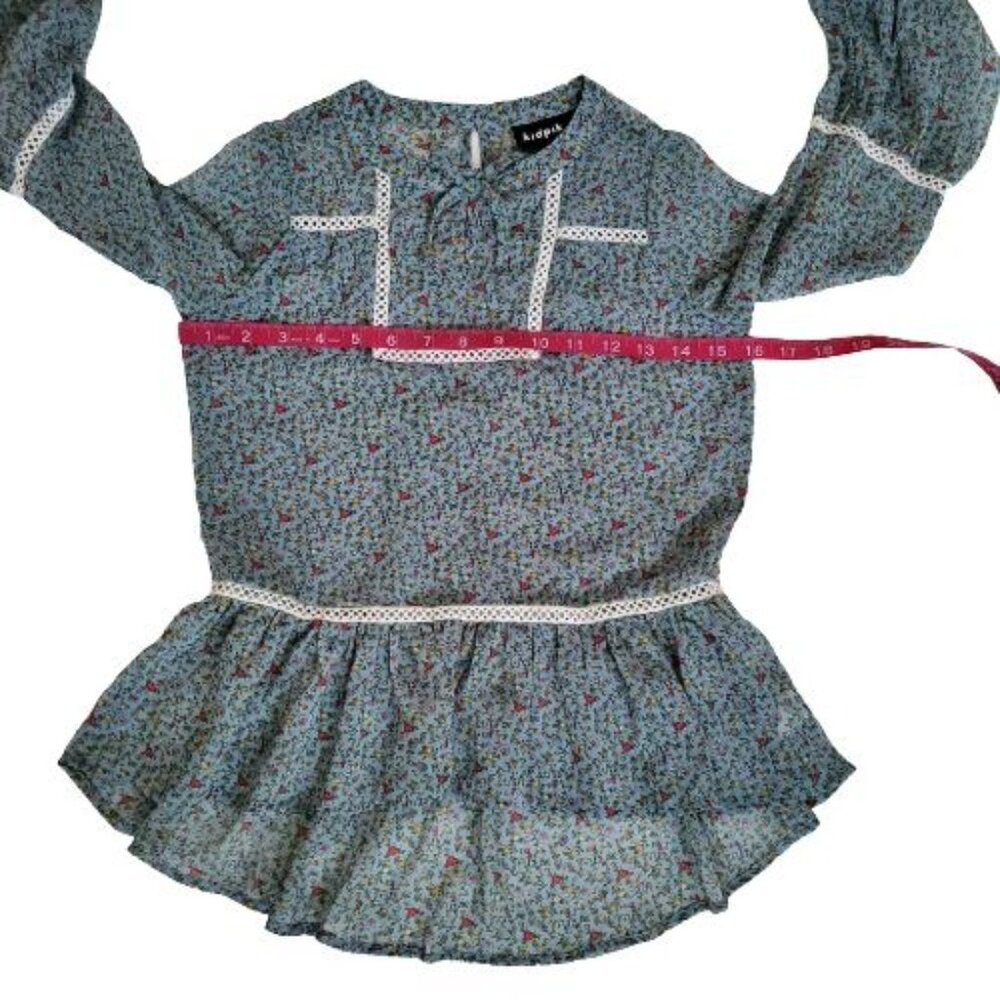 Kidpik Kids Girls Blue Ditsy Floral Long Sleeve Peasant Top Size Small (7/8) - Picture 8 of 10